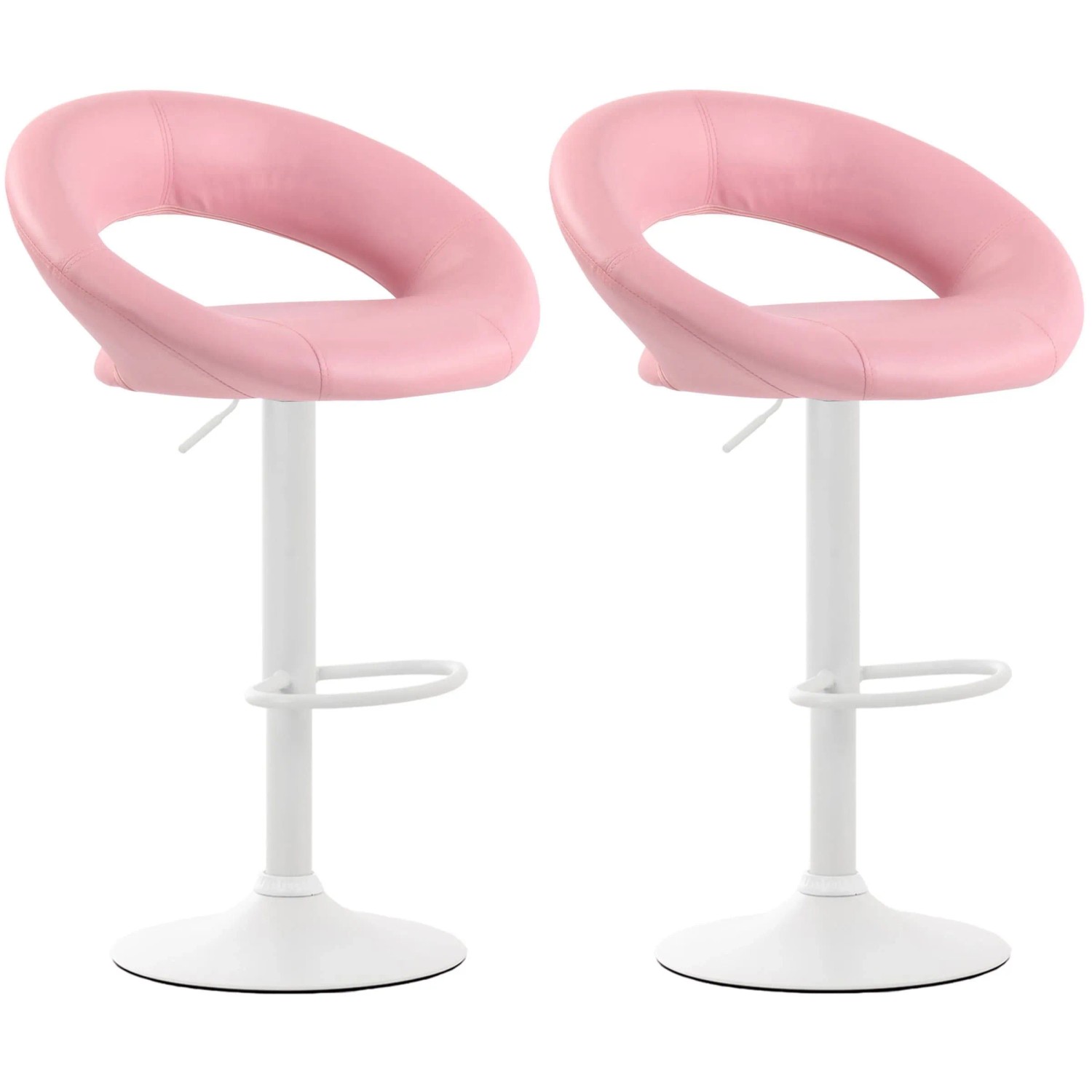 DELUKE 2er Set Barhocker MEKIM Kunstleder Pink 53x47x80cm Weiß Barstuhl Höhenverstellbar Mit Lehne Drehbar Tresenhocker ...