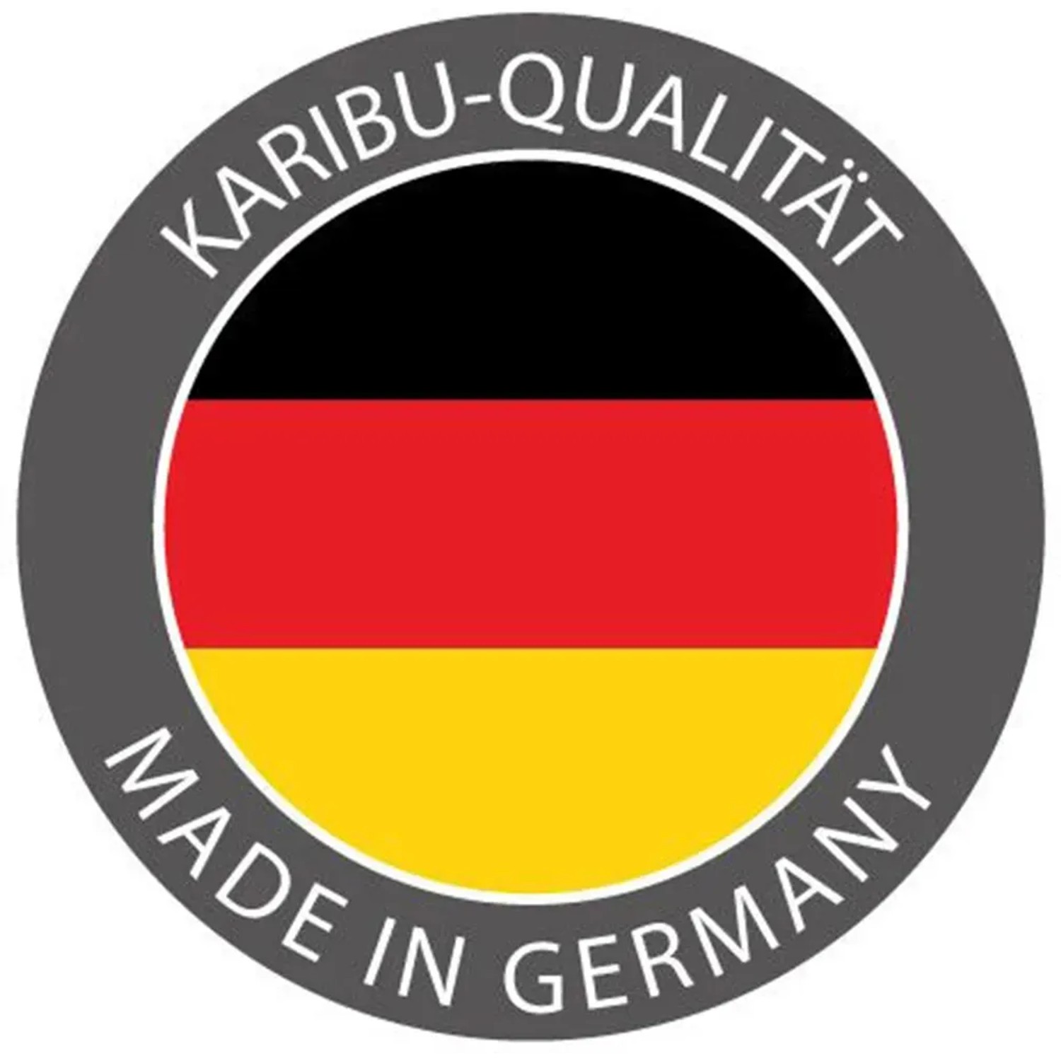 Karibu Qualitätssiegel "Made in Germany" für Woodfeeling Sauna Tromsö