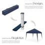 Blauer, faltbarer Tectake Pavillon Linosa 3x3 m mit Tragetasche und Zubehör.