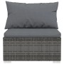 Graues vidaXL Garten Lounge Set mit Kissen aus Polyrattan, Detailansicht.