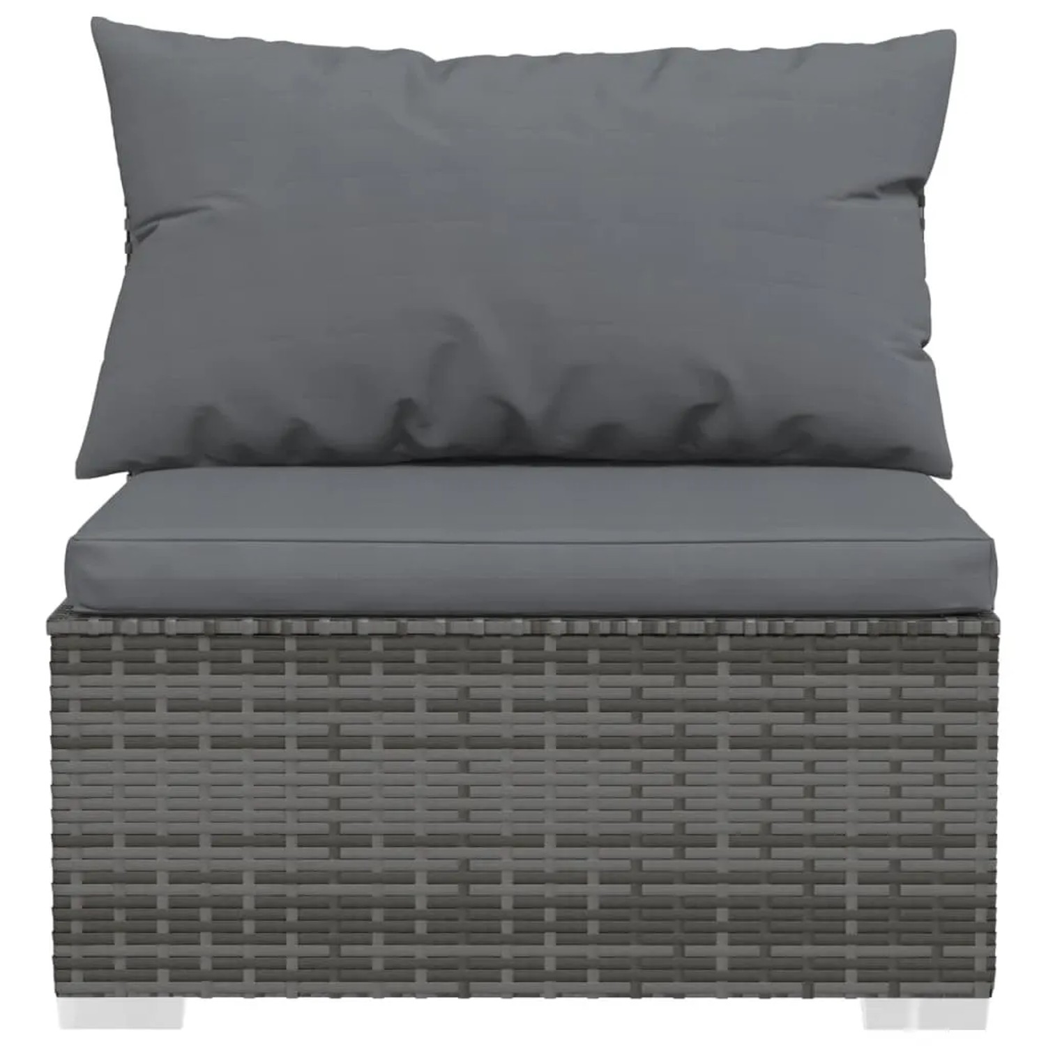 Graues vidaXL Garten Lounge Set mit Kissen aus Polyrattan, Detailansicht.