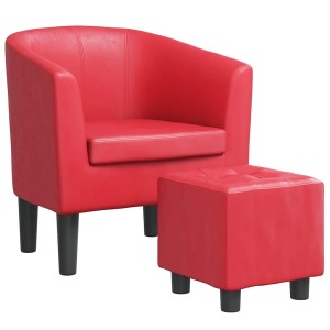 vidaXL Clubsessel mit Fußhocker Rot Kunstleder 356496