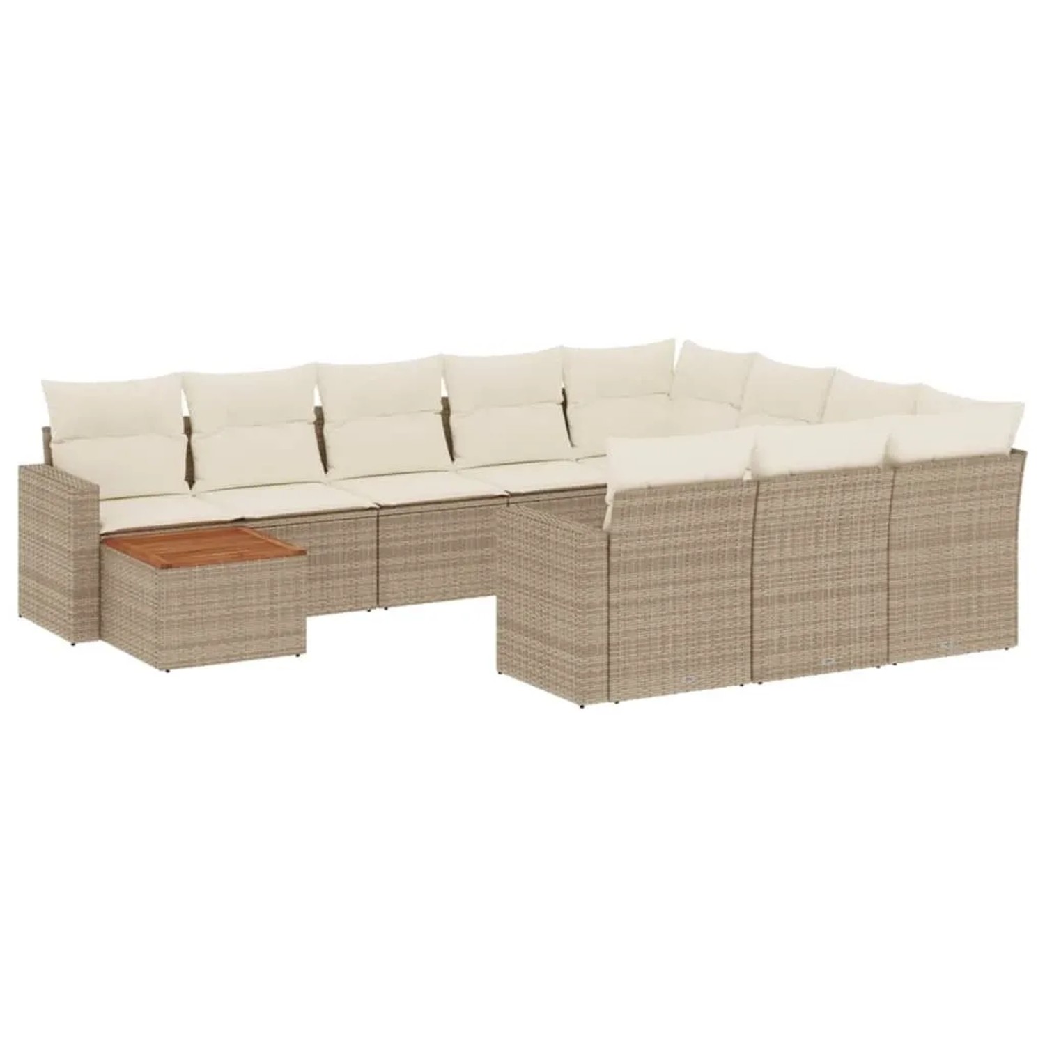 vidaXL 11-Tlg Garten-Sofagarnitur mit Kissen Beige Poly Rattan 3224308