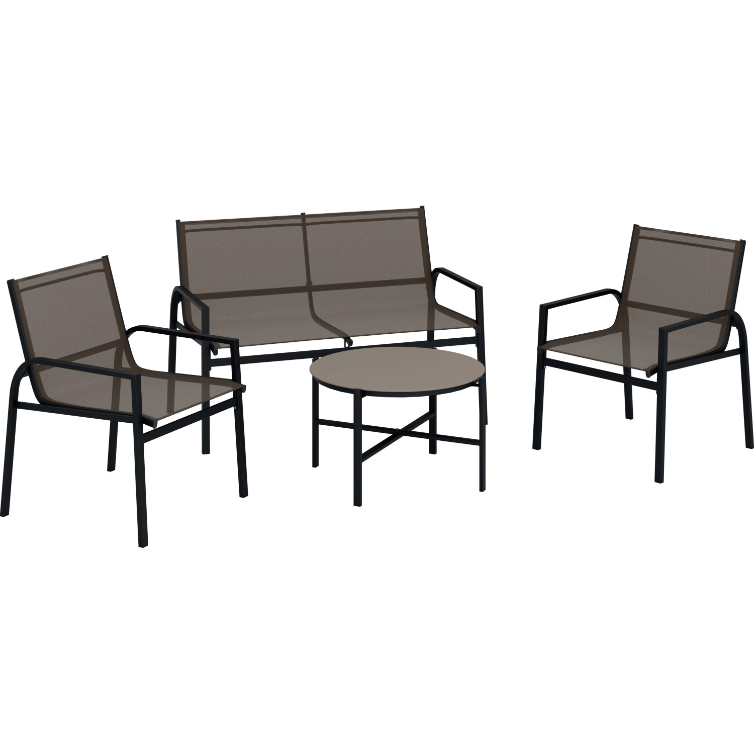 Gartenmöbel-Set Tapena 4-teilig Stahl Textilen Schwarz-Taupe