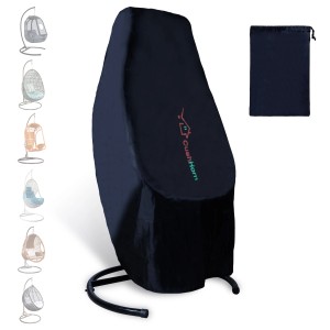 Schwarze Schutzhülle (190x145cm) für CCLIFE Hängesessel, wind- und UV-beständig, mit Aufbewahrungstasche.