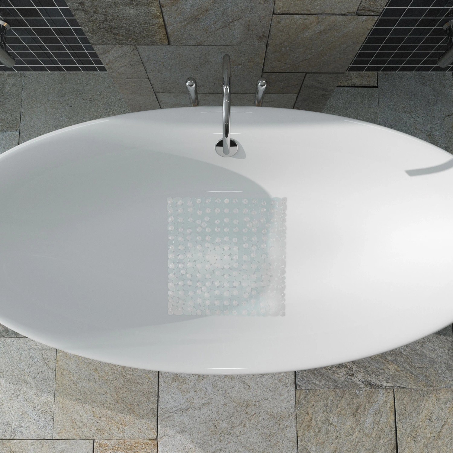 Relaxdays Duschmatte Quadratisch PVC Transparent Rutschfest 53 cm x 53 cm 640 g_2