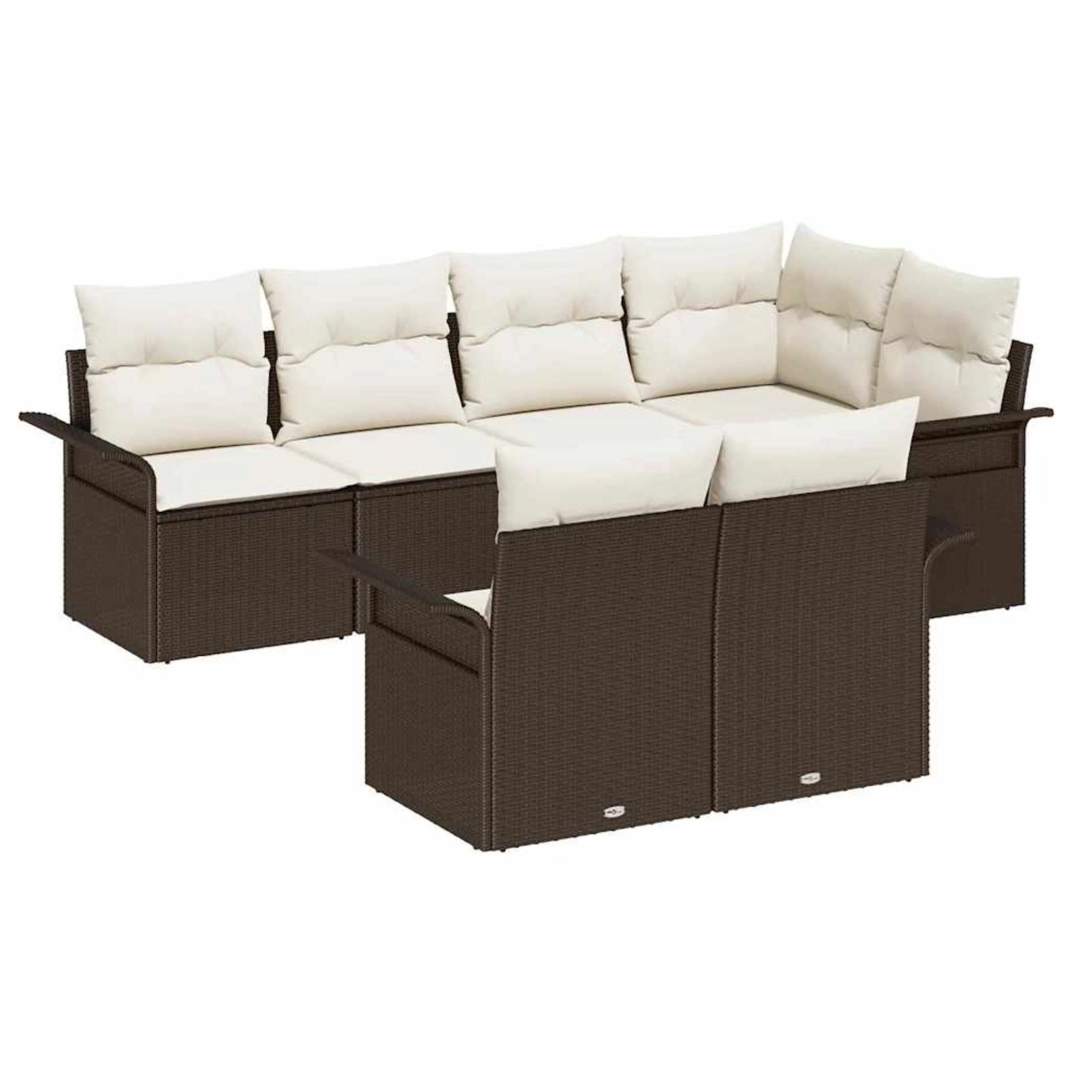 vidaXL Garten-Sofa-Set mit Kissen mit Speicher 7-Tlg Braun Poly Rattan 3354 günstig online kaufen