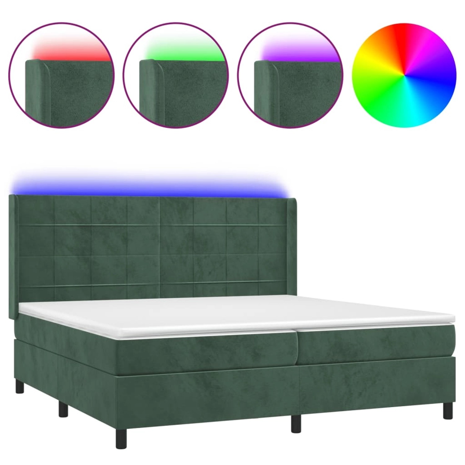 vidaXL Boxspringbett mit Matratze & LED Dunkelgrün 200x200 cm Samt 3139586 günstig online kaufen