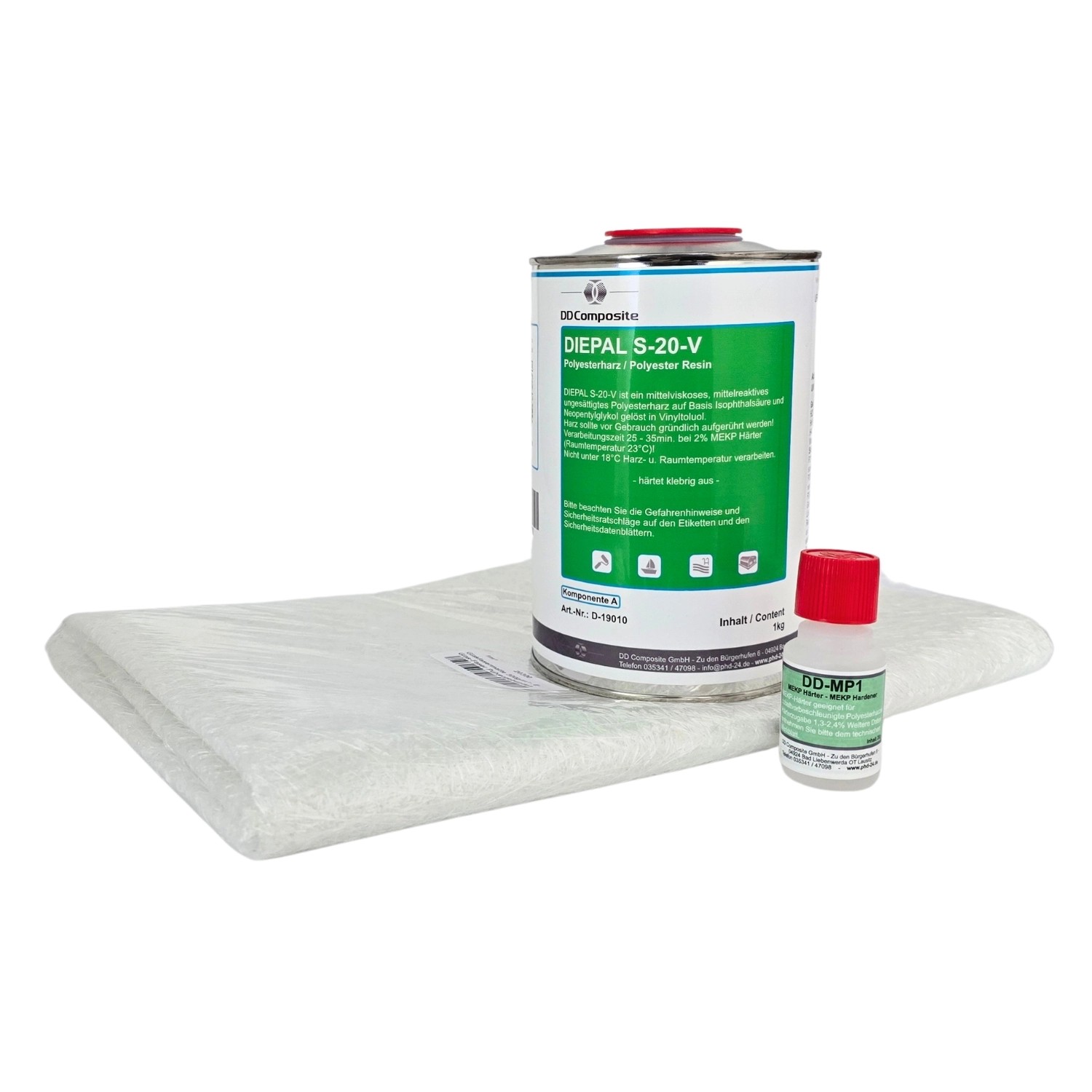 DD Composite 1kg GFK Polyesterharz + 1m² Glasfasermatte 225g/m²