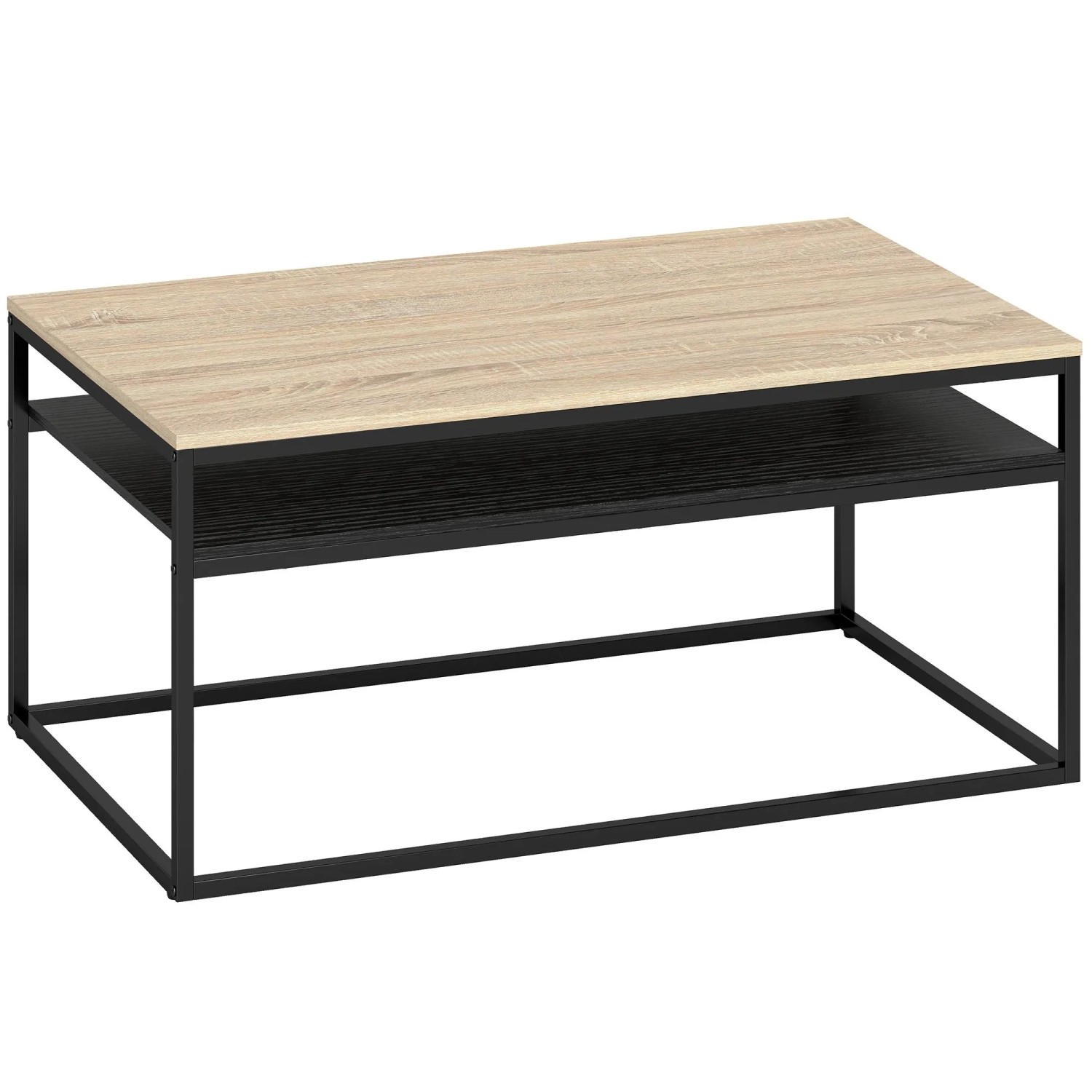HOMCOM Couchtisch Spanplatte Metall 100L x 59,8B x 47H cm Eiche