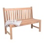 DELUKE Gartenbank OMAR 2-Sitzer Ohne Armlehnen 120cm Breit Teak Hellbraun Terrassenbank Wetterfest Sitzbank Outdoor Bank_4