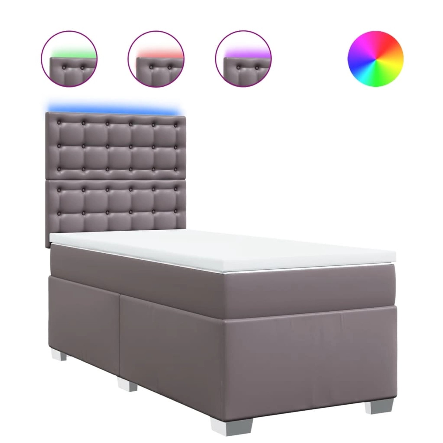 vidaXL Boxspringbett mit Matratze Grau 90x200 cm Kunstleder 3293006 günstig online kaufen
