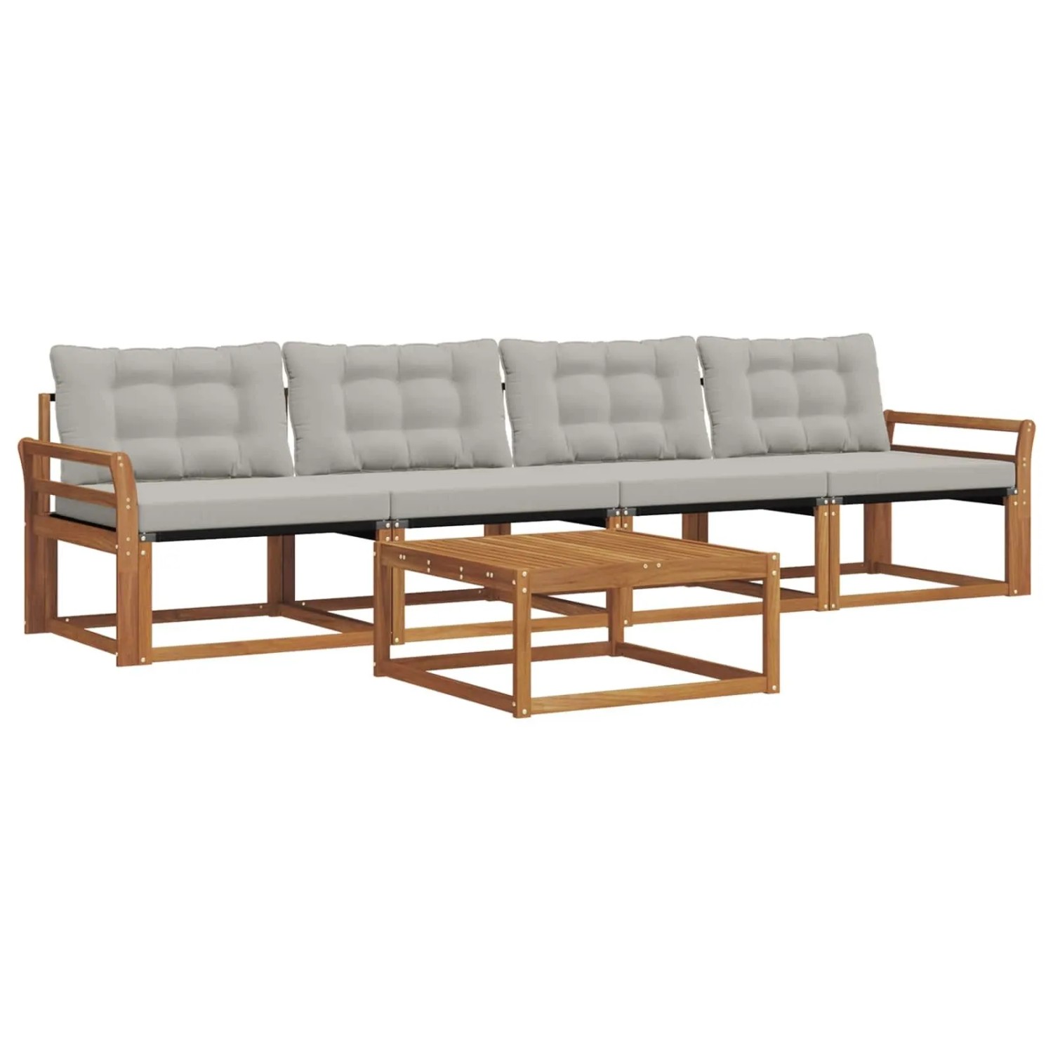 Thumbnail - vidaXL Outdoor-Sofagarnitur mit Kissen 5-Tlg Natur und Hellgrau 3369170