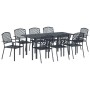 vidaXL Garten Essgruppe, 9-teilig, anthrazitfarbenes Stahl-Set mit Tisch und 8 Stühlen für den Außenbereich.