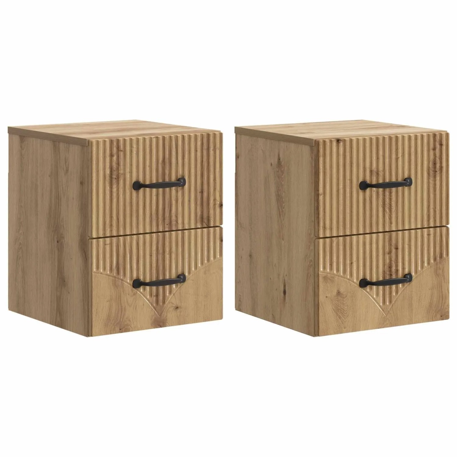 vidaXL Wandmontierter Nachttisch 2 Stk Artisan-Eiche 34,5 x 33 x 40 cm 898994