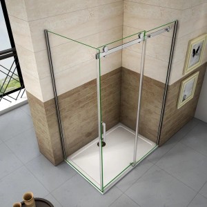 Duschparadies Duschkabine 120x80cm Höhe 195cm Schiebetür x Seitenwand 8mm ESG Nano Glas Dusche Duschabtrennung Hochglanz Verchromt