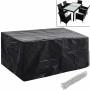 Schwarze vidaXL Gartenmöbel-Abdeckung 240x140x90 cm mit Aluminiumösen und Befestigungsseil. Schützt Outdoor-Möbel.