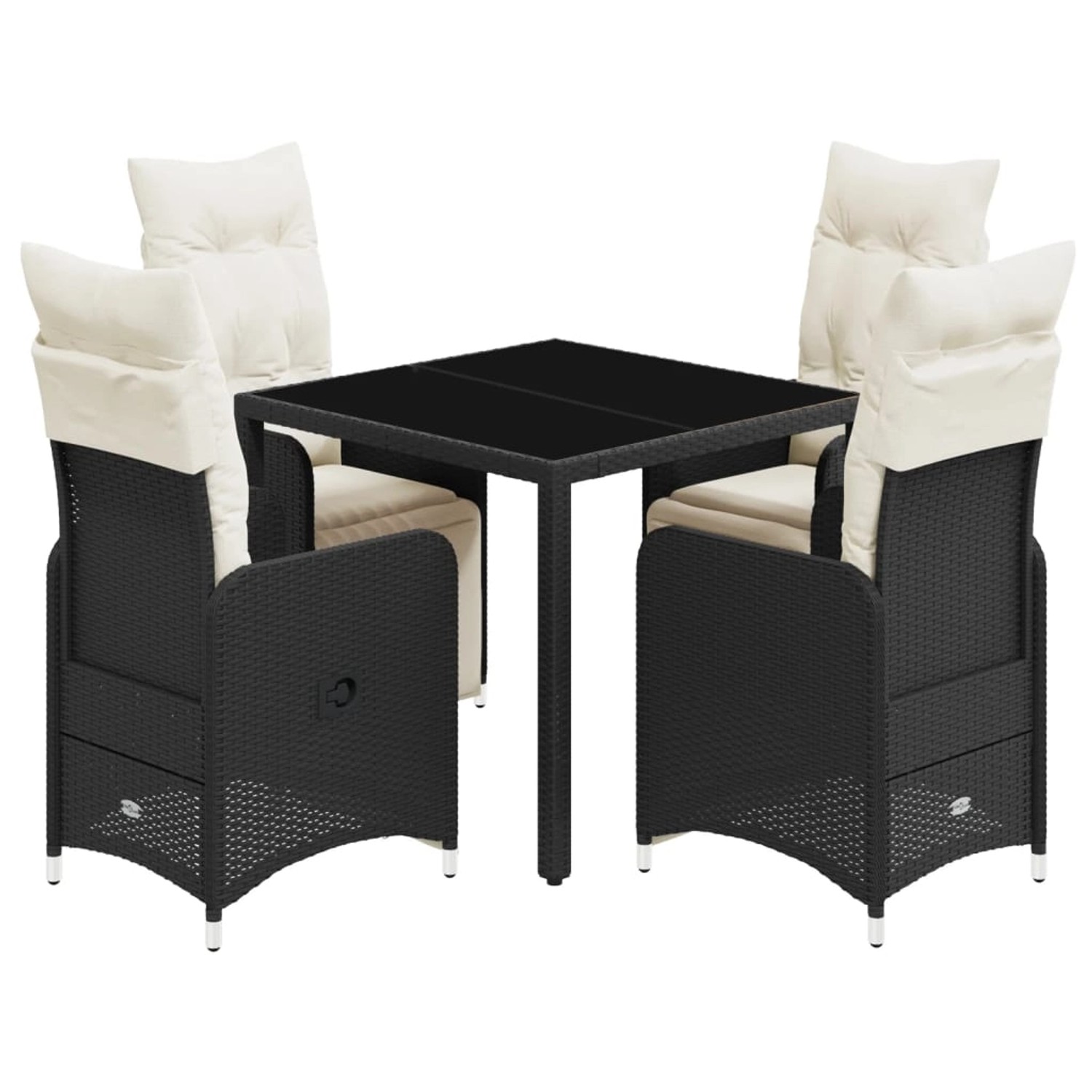 vidaXL 5-tlg Garten-Bistro-Set mit Kissen Schwarz Poly Rattan Modell 12