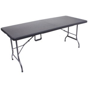 Rechteckiger, schwarzer Garden Pleasure Klapptisch mit Stahlgestell für den Garten.