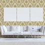 Barock Tapete Jacopo in Creme und Gold mit Ornamenten im Wohnzimmer.