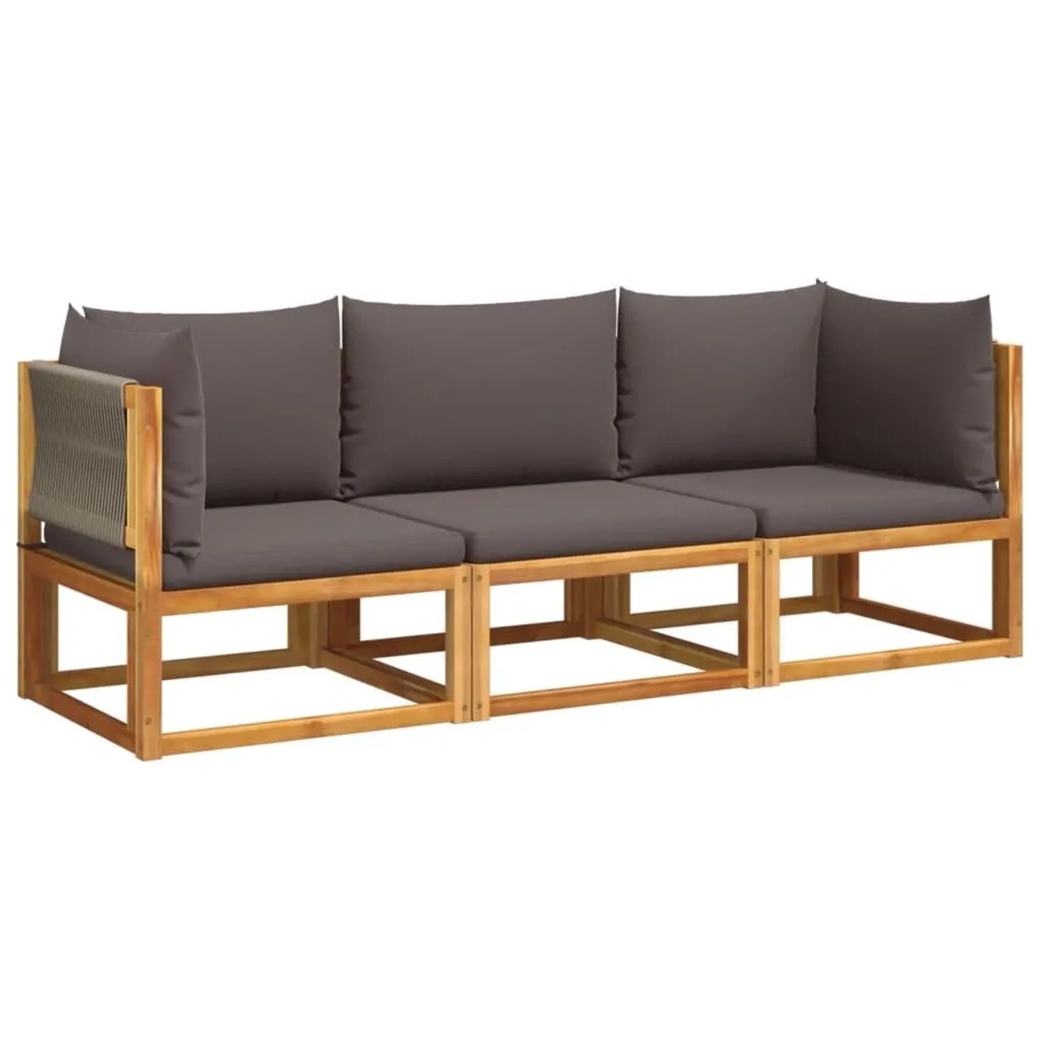 vidaXL 3-Tlg Gartensofa-Set mit Kissen Holz Akazie & Seil 3278831