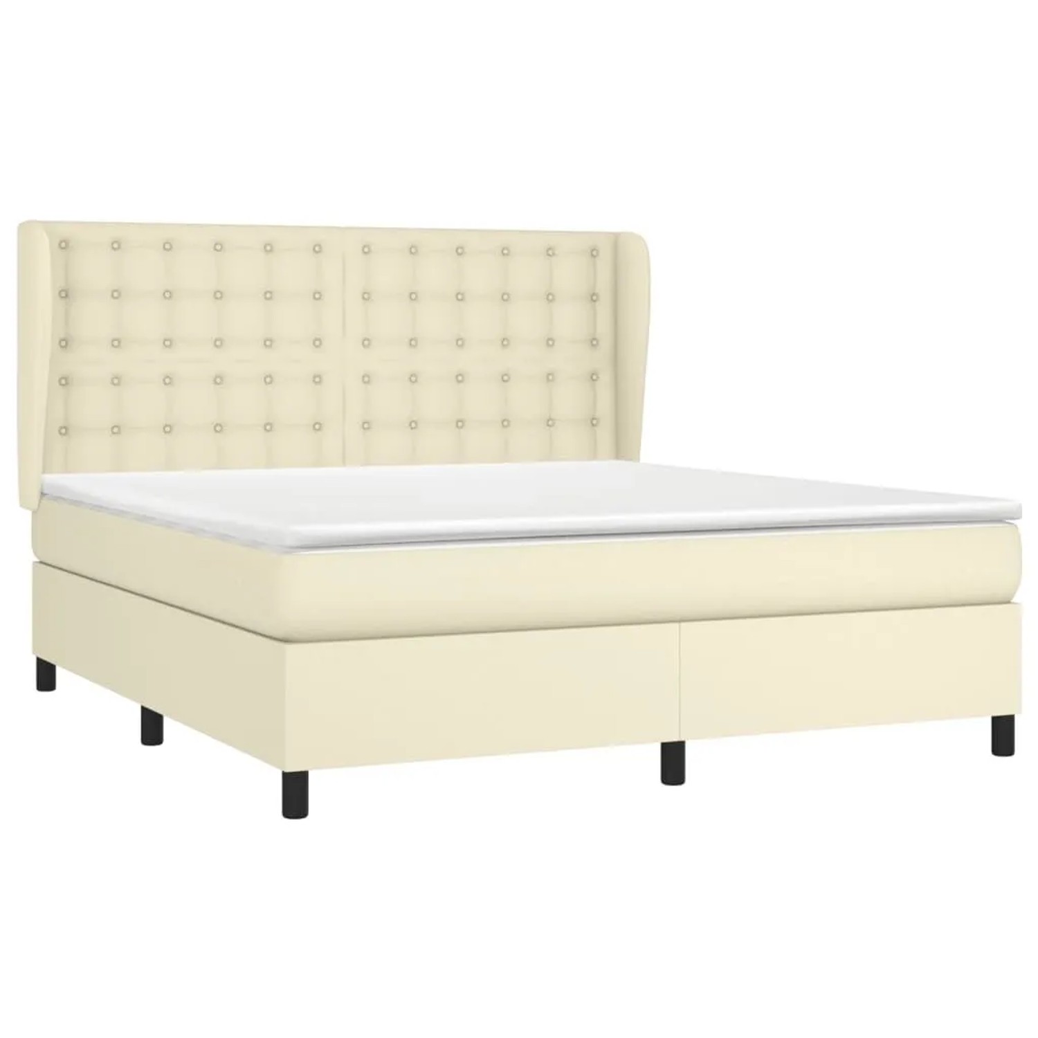 vidaXL Boxspringbett mit Matratze Creme 180x200 cm Kunstleder 3129047