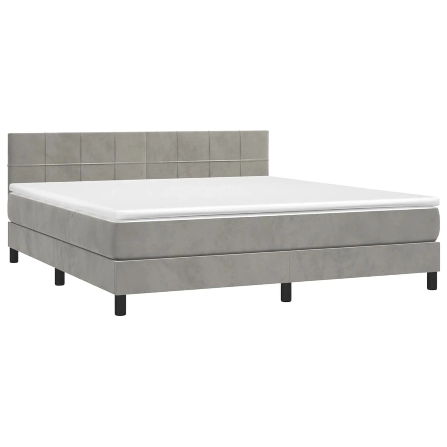 vidaXL Boxspringbett mit Matratze & LED Hellgrau 160x200 cm Samt 3134411 günstig online kaufen