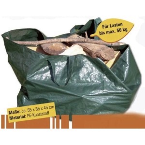 Gefüllter, grüner Westfalia Gartensack Big Bag (140L) aus Kunststoff mit zwei Tragegriffen.