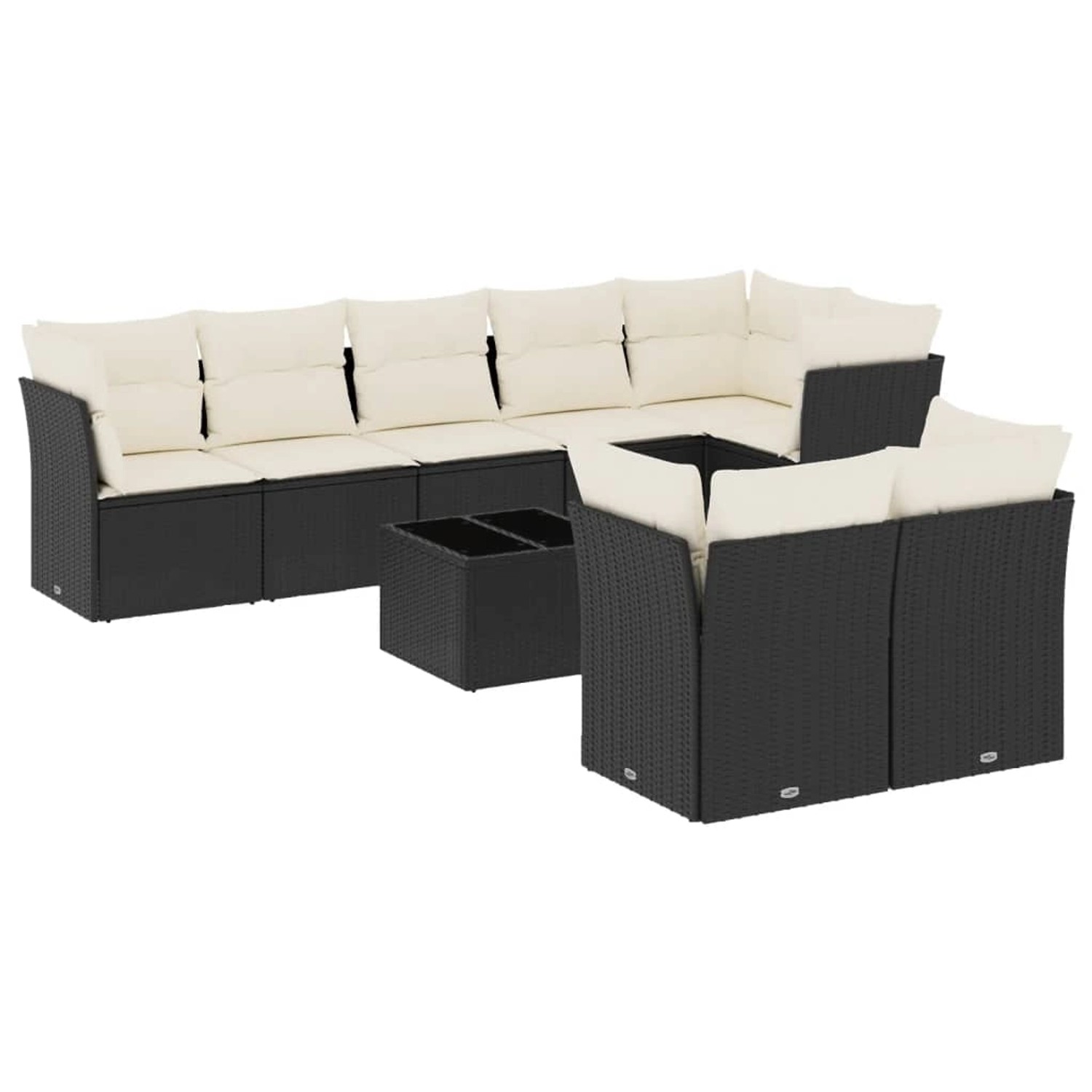 vidaXL 9-Tlg Garten-Sofagarnitur mit Kissen Schwarz Poly Rattan 3249755 günstig online kaufen