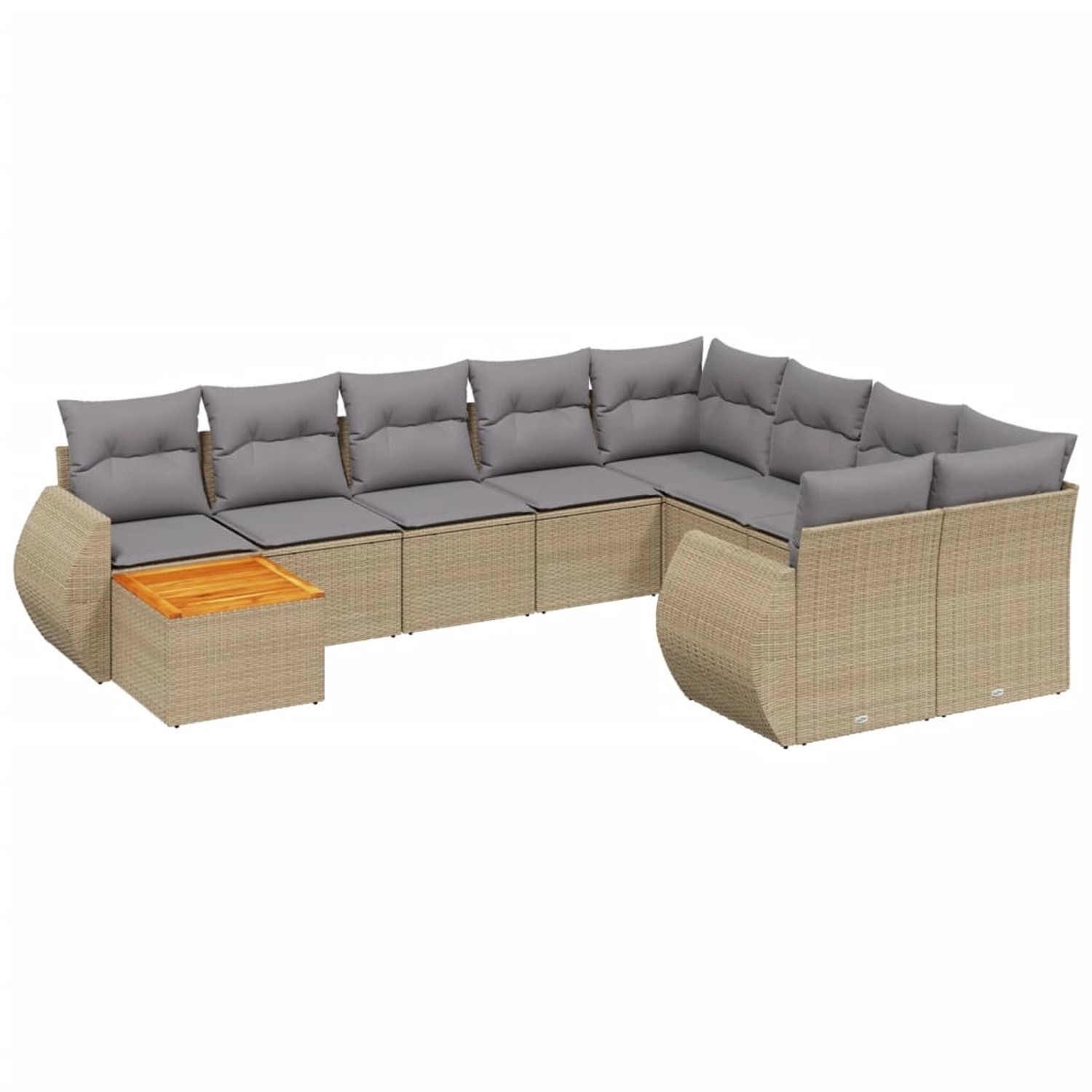 vidaXL 10-Tlg Garten-Sofagarnitur mit Kissen Beige Poly Rattan 3225170 günstig online kaufen