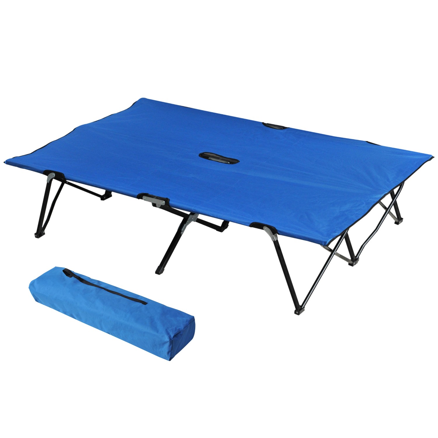 Outsunny Campingbett Metall Oxfordstoff Schwarz+Blau 193L x 125B x 40H cm