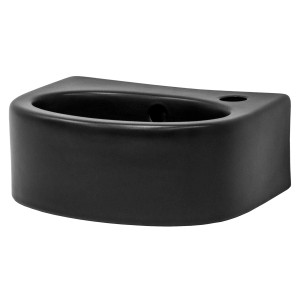 Schwarzes ML-Design Handwaschbecken aus Keramik, 33,5x25,5x13 cm, mit Hahnloch rechts.