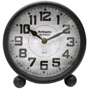 Schwarze Wall-Art Tischuhr im Shabby Chic Stil, Ø 13 cm. Dekorative Uhr mit Vintage-Look.