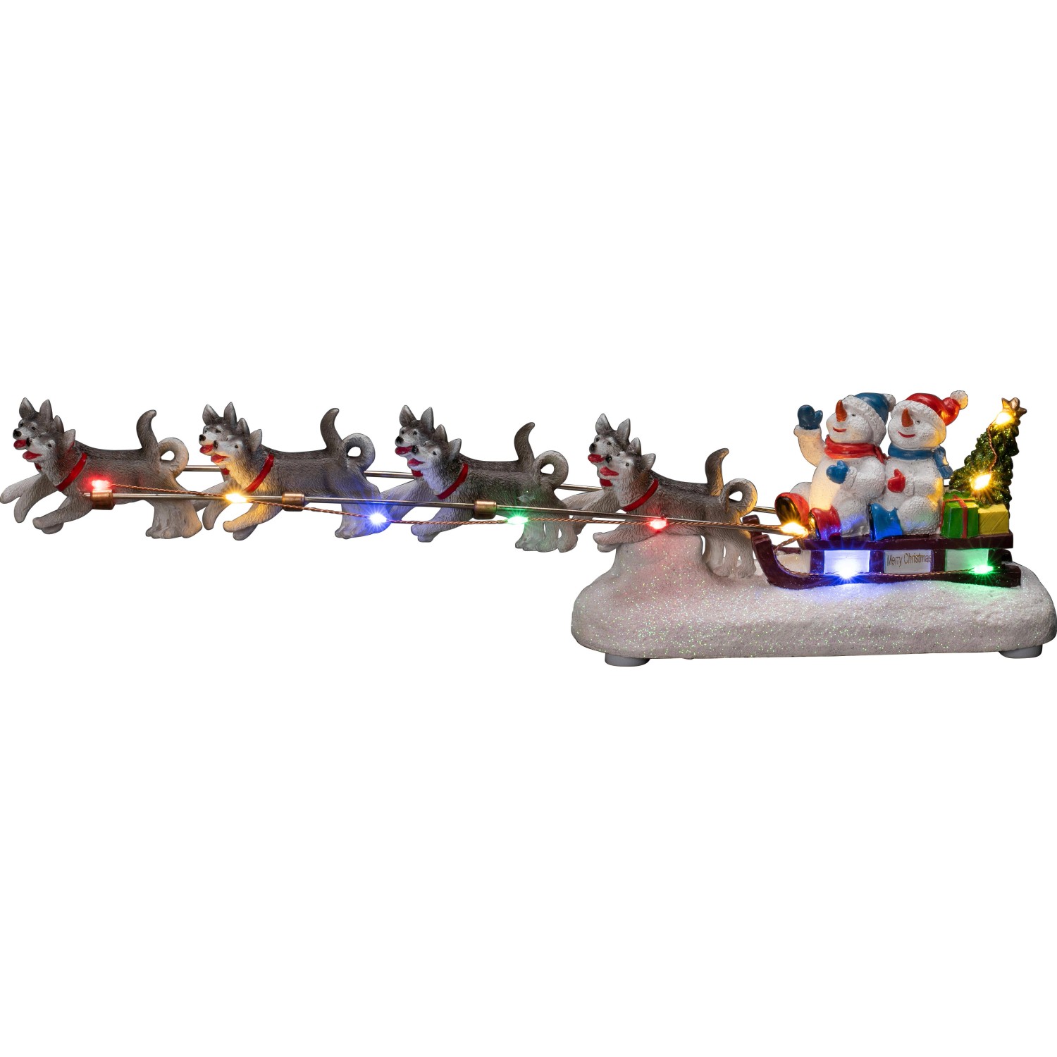 Konstsmide LED Szenerie Schneemann mit Hundeschlitten 10 Dioden Bunt