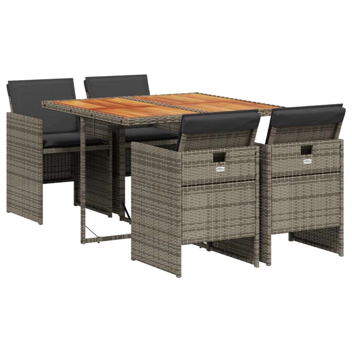 vidaXL 5-Tlg Garten-Essgruppe mit Kissen Grau Poly Rattan 3210542 günstig online kaufen