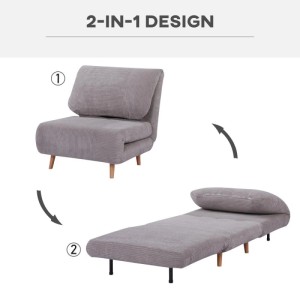 HOMCOM 2-in-1 Schlafsofa Verstellbar im Cord-Optik 82 x 89 x 83 cm