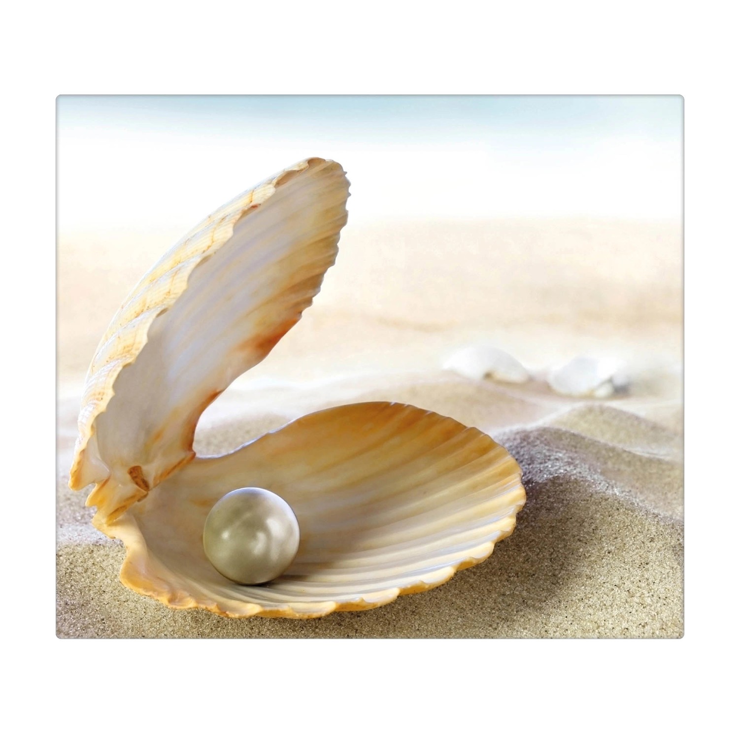 Banjado Herdabdeckplatte Glas mit Perlenmuschel Motiv, 60x52cm. Auch als Schneidebrett nutzbar.