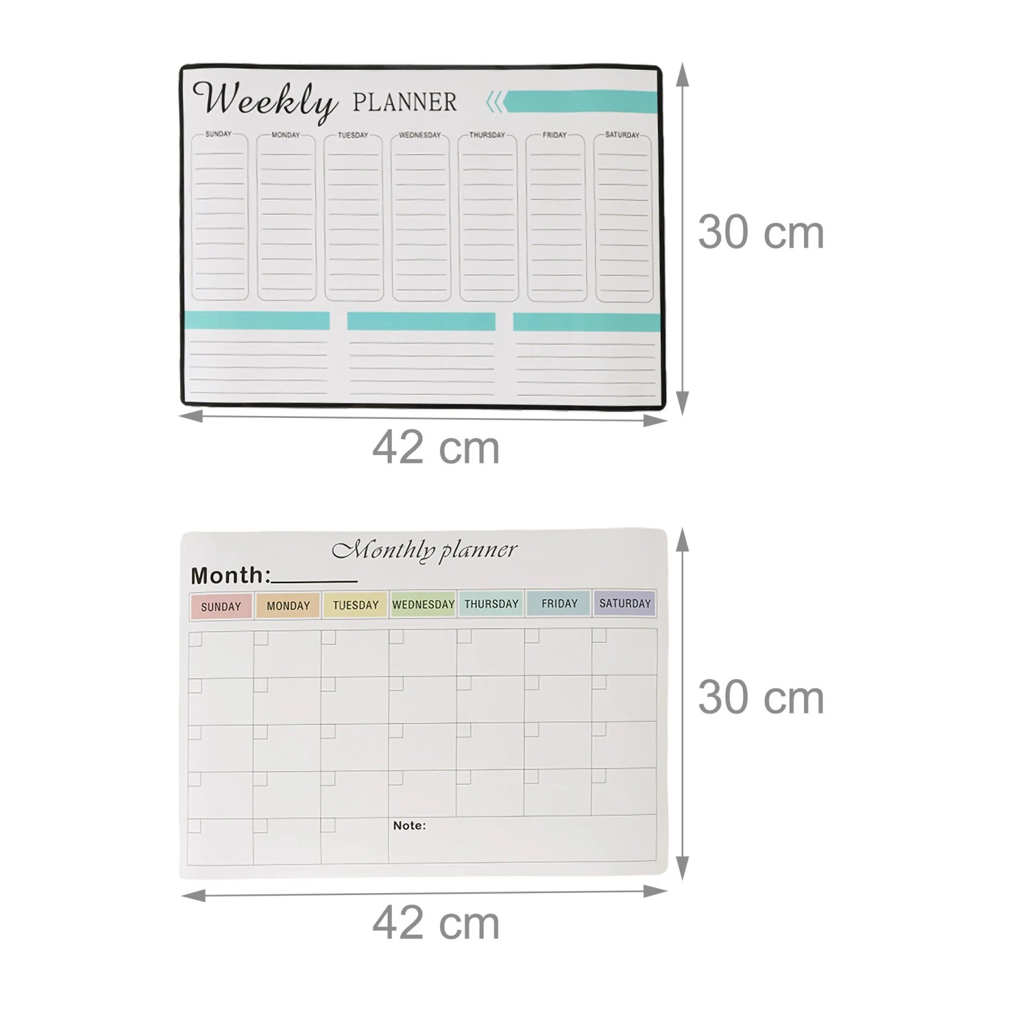 Relaxdays Whiteboard für Kühlschrank 2er Set Kunststoff Weiß Magnetisch Abwischbar 30 cm x 42 cm 0,5 kg_4