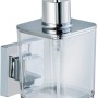 Wenko Vacuum-Loc® Seifenspender Quadro aus Edelstahl und transparentem Kunststoff.