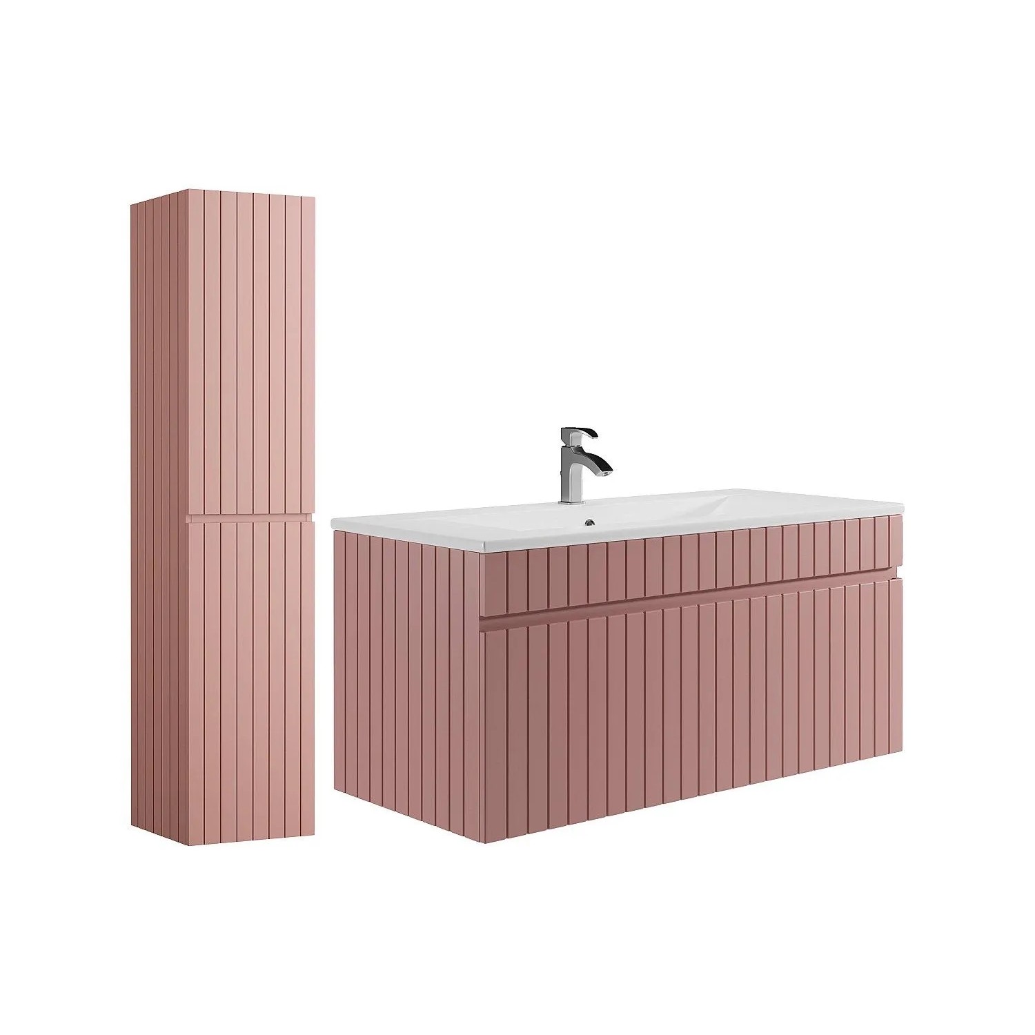Vente-unique Badmöbel-Set Satara Puderrosa 100 cm