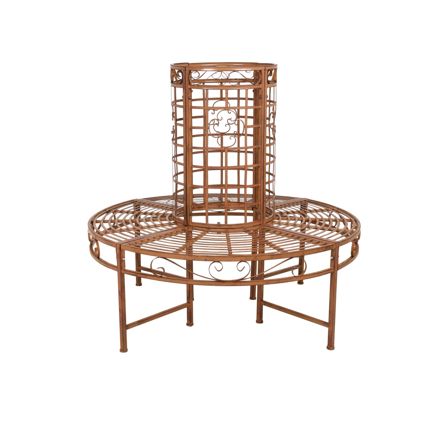 DELUKE Baumbank ODIN Stahl Rostfarben 112x120,5x120,5cm Gartenbank Wetterfest Terrassenbank Sitzbank Outdoor