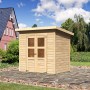 Karibu Holz-Gartenhaus Vellinge, unbehandelt, 208x150 cm. Kompaktes Gartenhaus mit Doppeltür.
