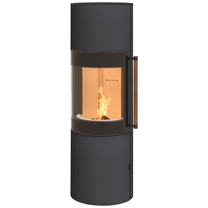 H&M Germany Kaminofen MONO 3.0 L Stahl-Titan mit Panoramafenster und Holzgriff.