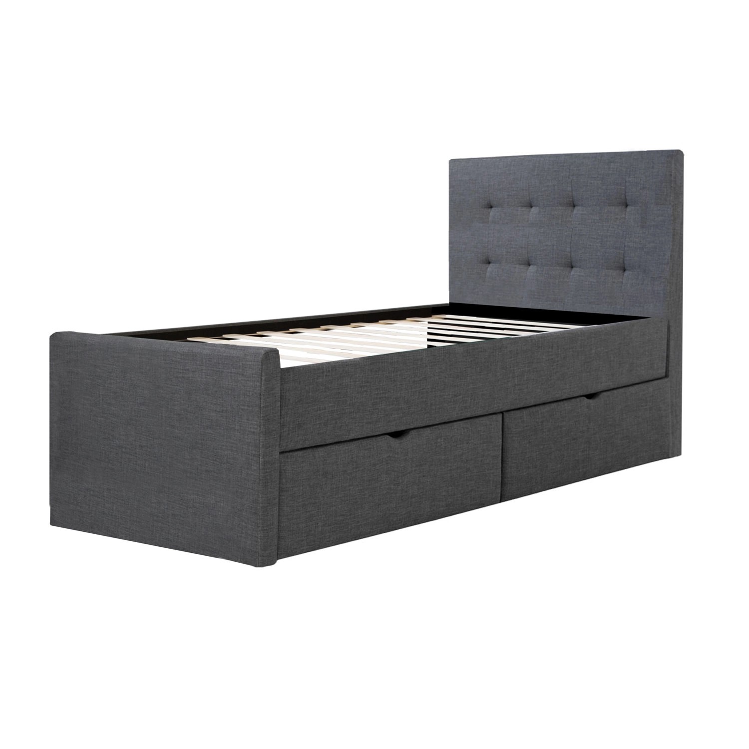 Homestyle4u Doppelbett 90x200 Polsterbett in Grau 1980