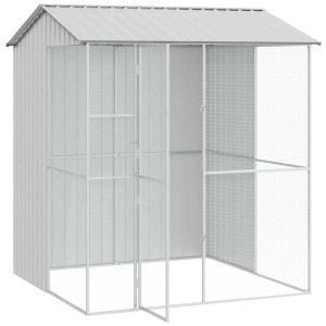 vidaXL Vogelkäfig Grau 215 x 210 x 247 cm Verzinkter Stahl 3325175