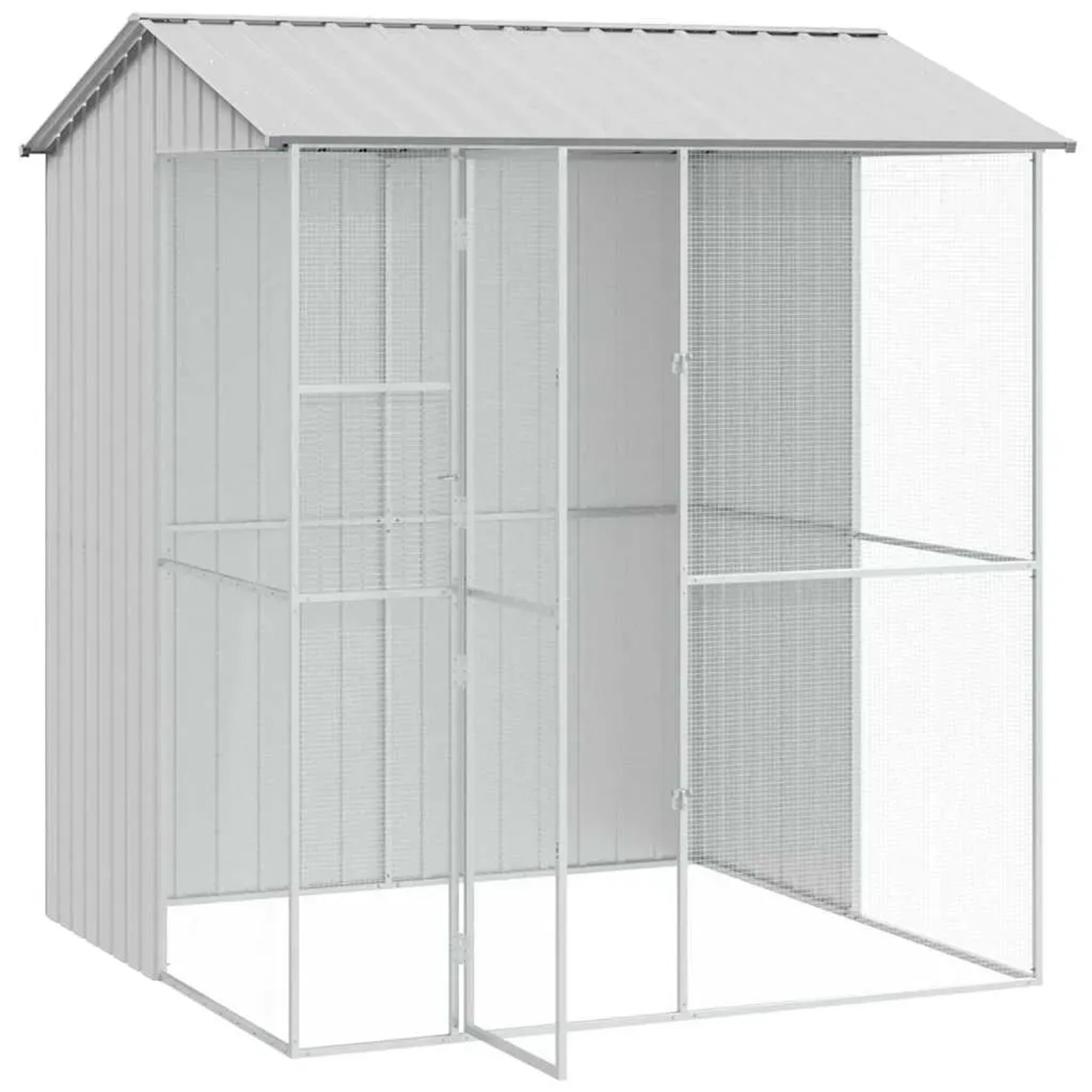 vidaXL Vogelkäfig Grau 215 x 210 x 247 cm Verzinkter Stahl 3325175_3