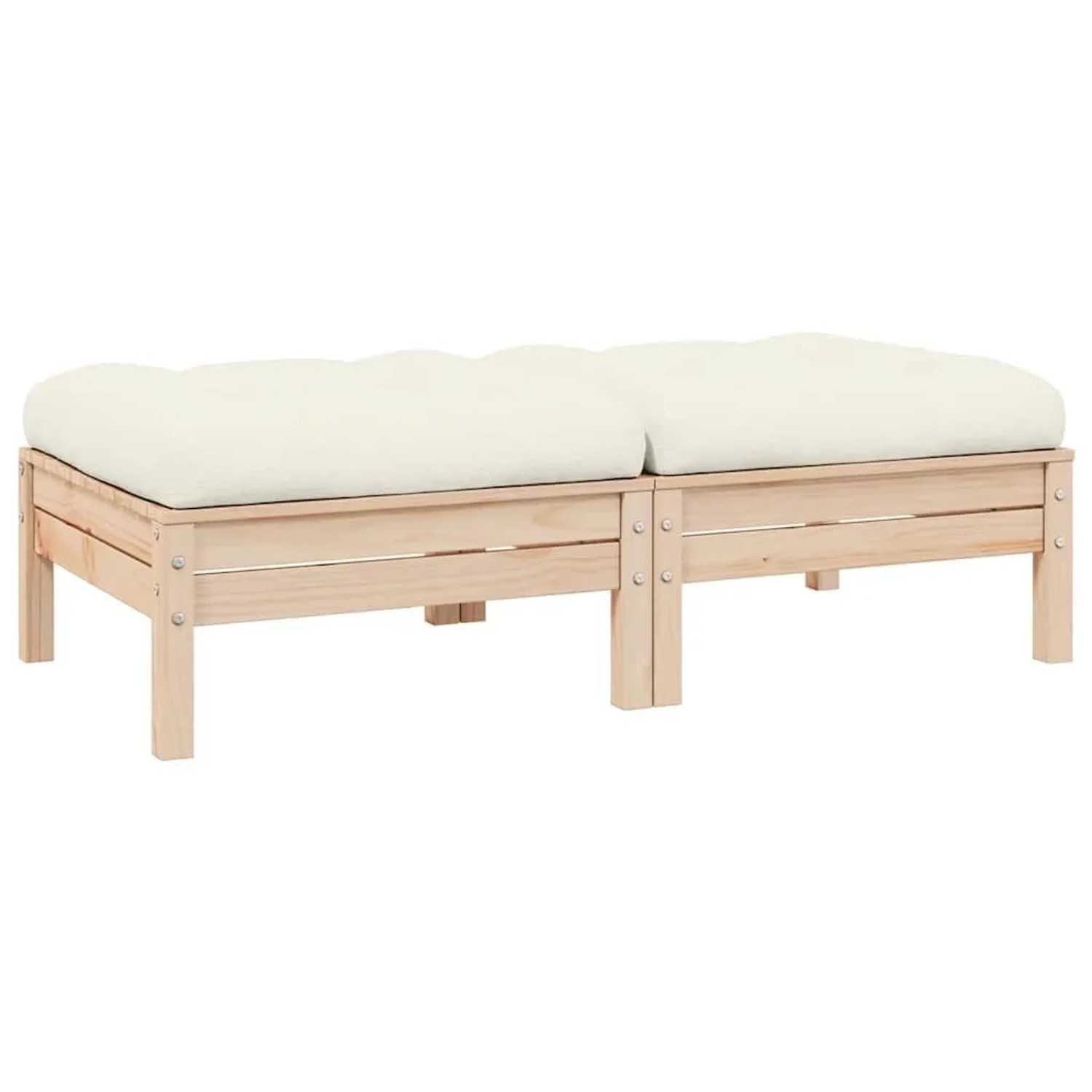 vidaXL Gartensofa 2-Sitzer mit Kissen in Creme Massivholz Kiefer 806658