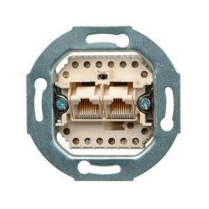 Kopp UAE-Anschlussdose, 8/8-polig, Unterputz-Telefondose mit zwei Steckanschlüssen.