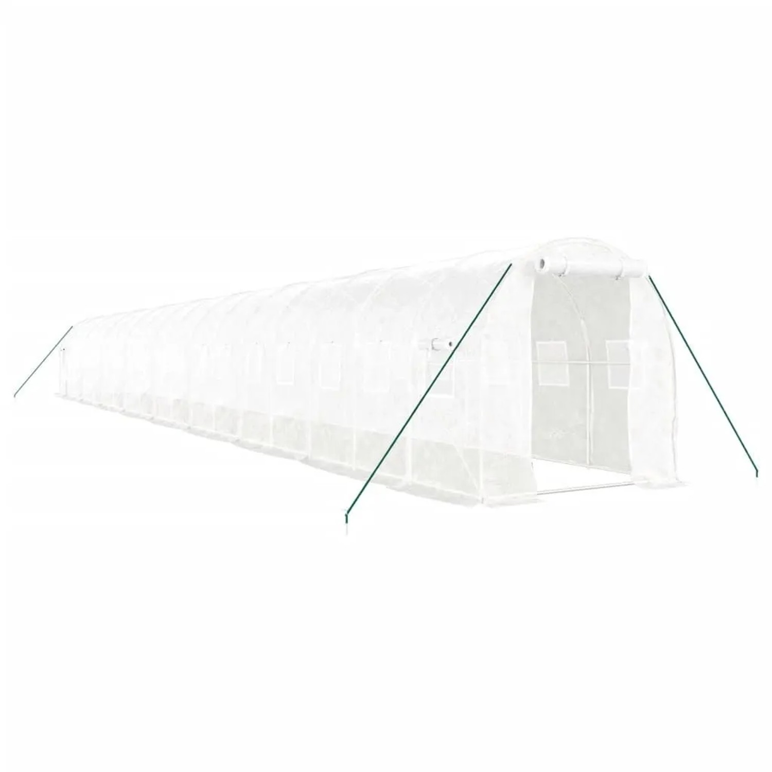 vidaXL Gewächshaus mit Stahlrahmen Weiß 36 m² 18x2x2 m 3188035