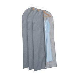 Relaxdays Kleidersack 3er Set Polyester Grau Transparent Reißverschluss 135 cm x 58 cm